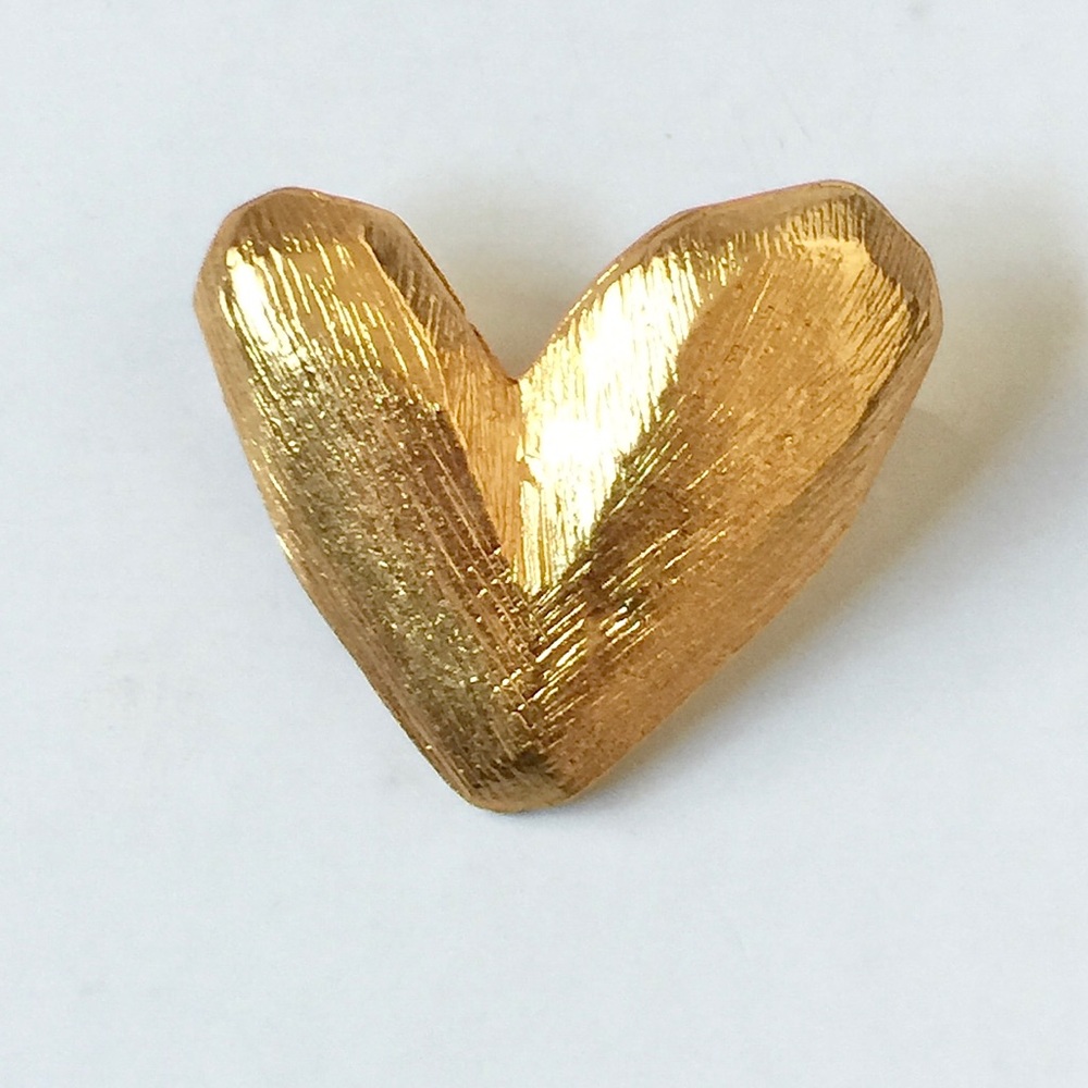 2/$10 Vintage Puffy Gold Tone Heart Brooch